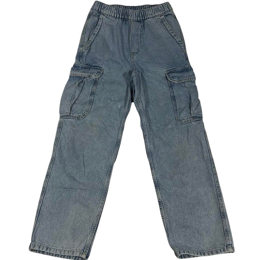 H&M Blue Cargo Pants Light Wash Loose Fit Drawstring Women's XS Streetwear Y2K - Picture 1 of 12